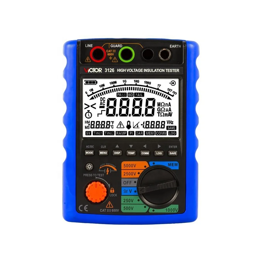 VICTOR 3126 Hight Voltage Digital Insulation Resistance  Megohmmeters Resistance Tester Megger Insulation Meters  5000V Megger