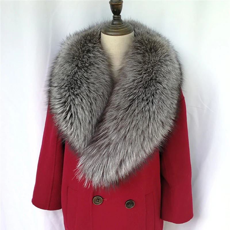 Winter pure women natural  Fox Fur Collar Scarf luxury neck warm leather Scarf Red Fox Fur Shawl