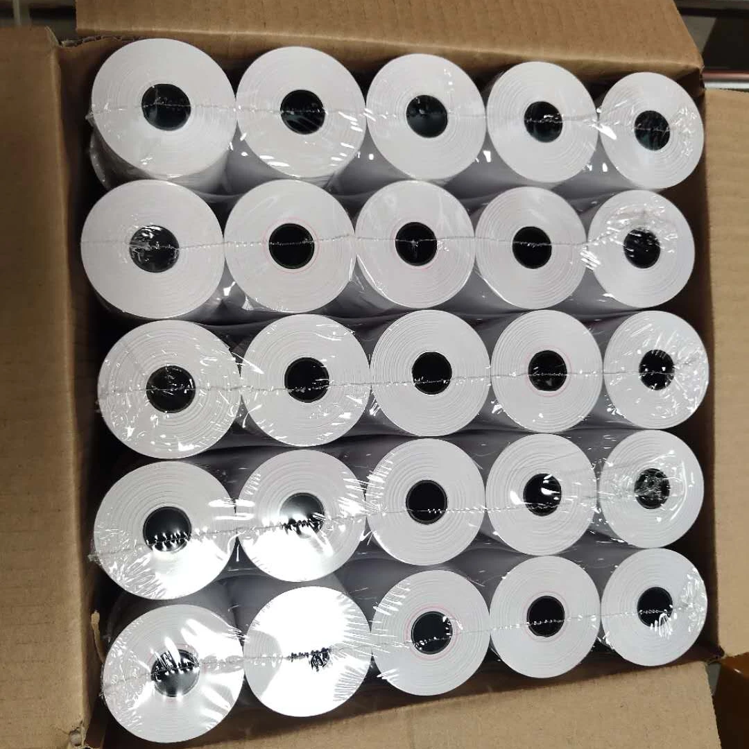 Factory 80mmx83mm thermal sensitive paper reel 65gsm 5 reel plastic film