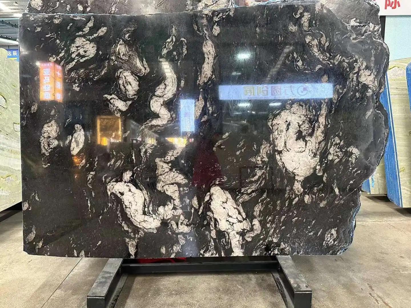 Luxury Cosmic Black Granite Dining Table Set  With Chairs Brazil Quartzite Stone Vanity Tops and Kitchen Countertops Worktop