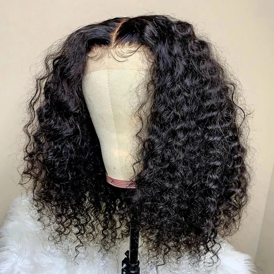 Curly Short Bob 250% HD 13X4 Lace Frontal Human Hair Wigs Deep Water Wave Bob Wig Human Hair 5x5 Closure Glueless Ready to Go