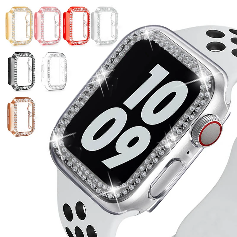High Quality Waterproof PC Case Custom Bling Luxury Diamond Bumper Watch Case Manufacturer for Apple Watch Series