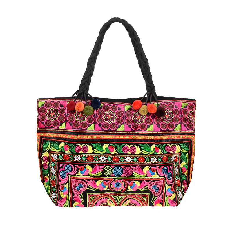 
Factory wholesale price mix color embroidery woven bangkok hmong boho handbag 
