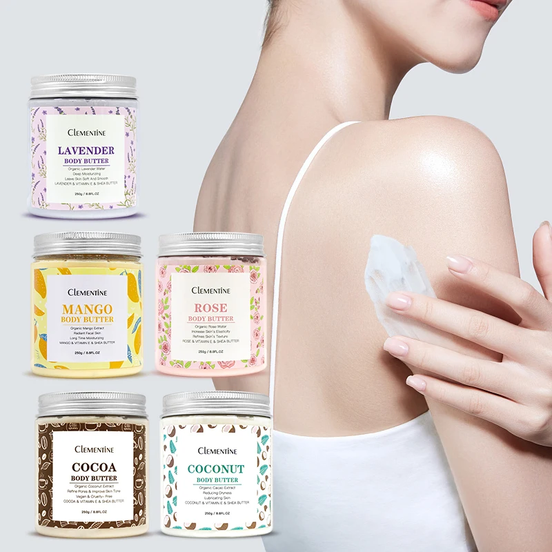 Custom logo skin care organic vegan whitening vitamin c body butter handmade premium mango body butter manufacturers