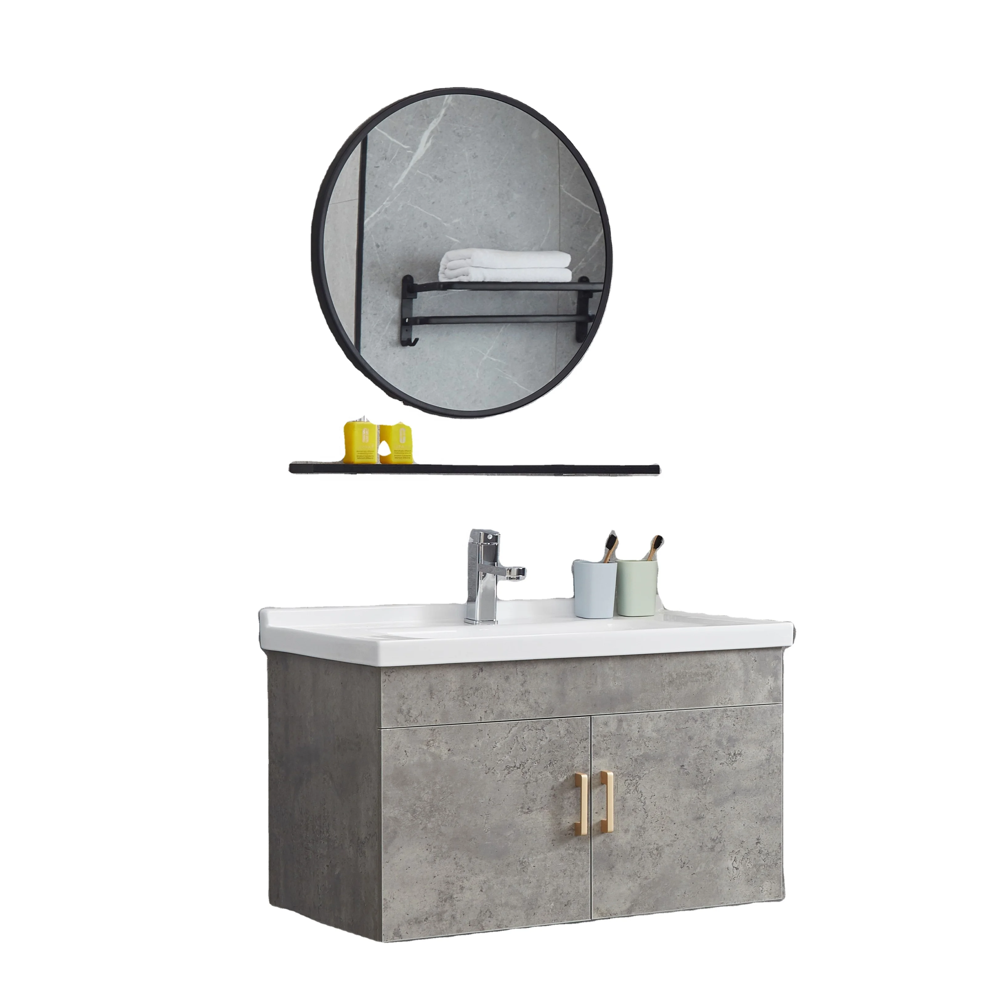Beat quality glass basin wall mounted 2 large storage cabinet Bathroom Vanities units with mirror