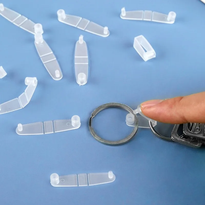 100pcs Small Plastic Keychain Clips, Clear Acrylic Plastic Keychain Connector Snaps for Office Credit Card Craft Jewelry Making