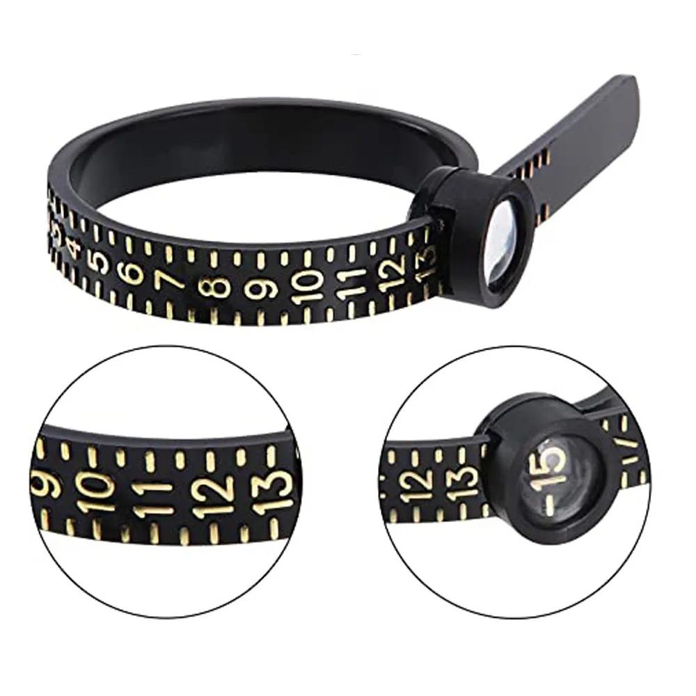 Оптовая продажа с завода Aimgal кольцо sizer с увеличительным стеклом измерительные инструменты американский размер кольцо линейка