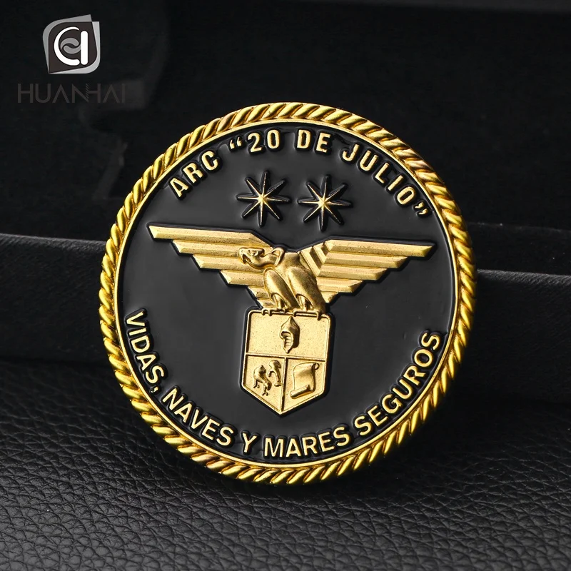 custom gold metal 3D logo Columbia challenge coin with enamel