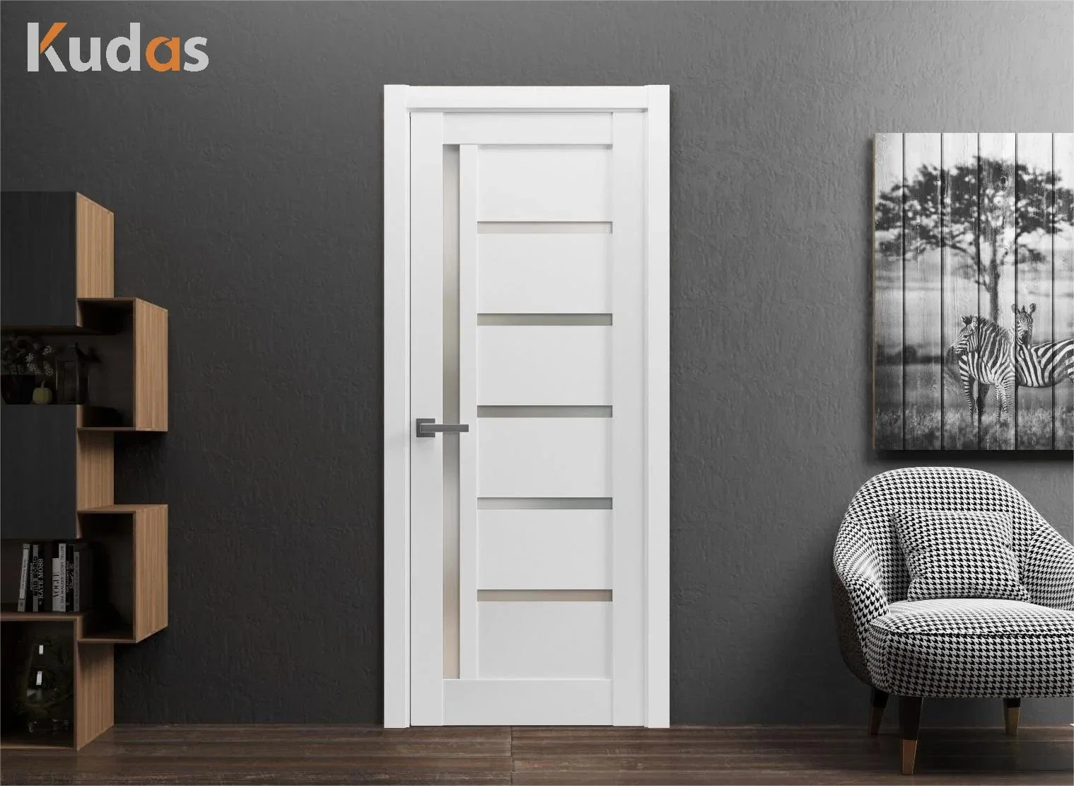 Interior Flush Glass PVC Door Black Solid Wood MDF Doors Composite Soundproof Door