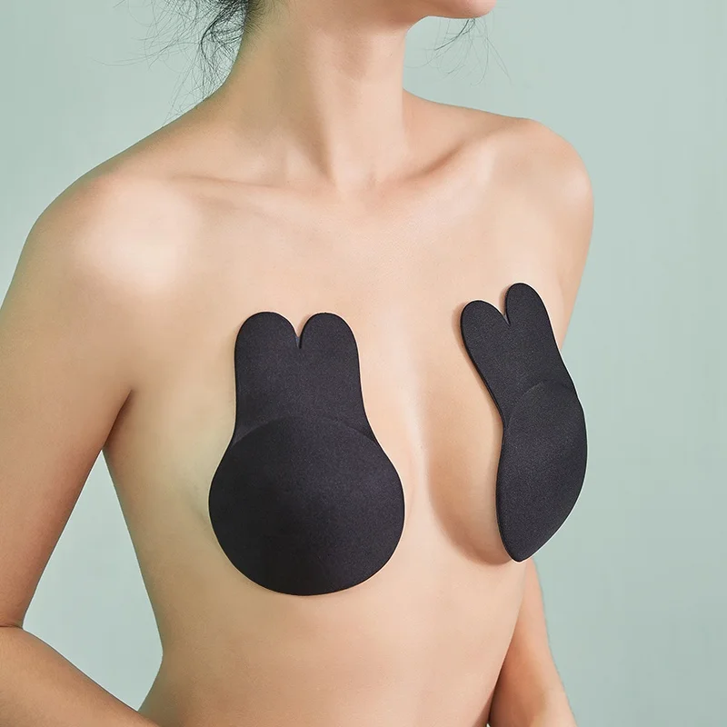 Reusable invisible lift up bra Strapless Lift Nipple Cover Silicone Rabbit Shape Nipple Sticker