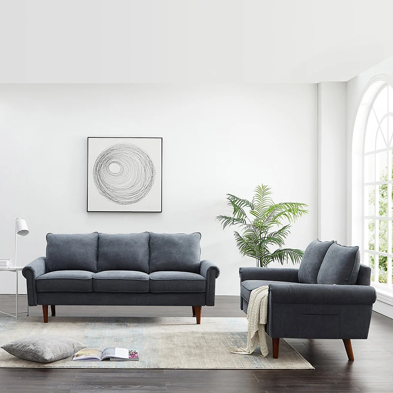 High Quality Home Living Room Furniture Velvet Fabric Living Room Sofas Set