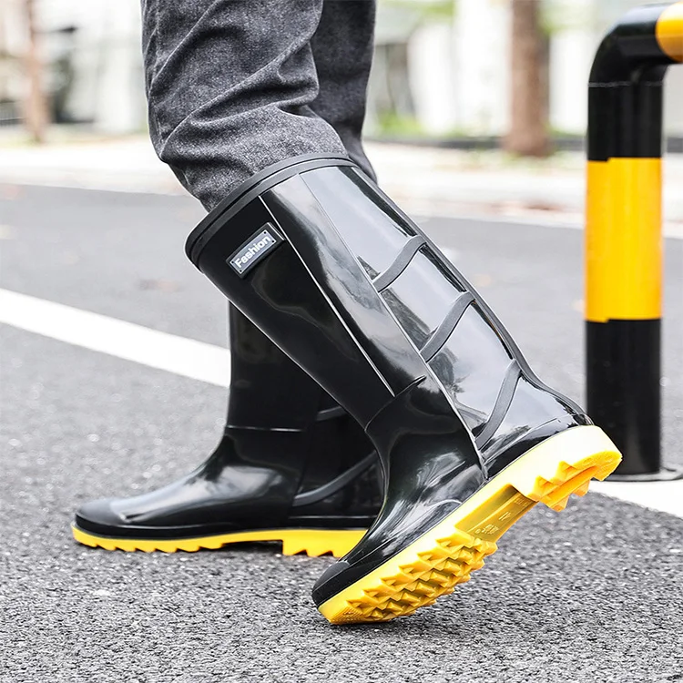 wholesale fashion trend waterproof gumboots pvc farm rain wellington boots for man