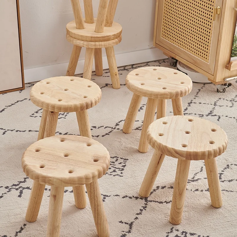Living Room Furniture 100% Solid Wood Chairs Balconies Small Stools Kindergarten Student Chairs Outdoor Wooden Chairs