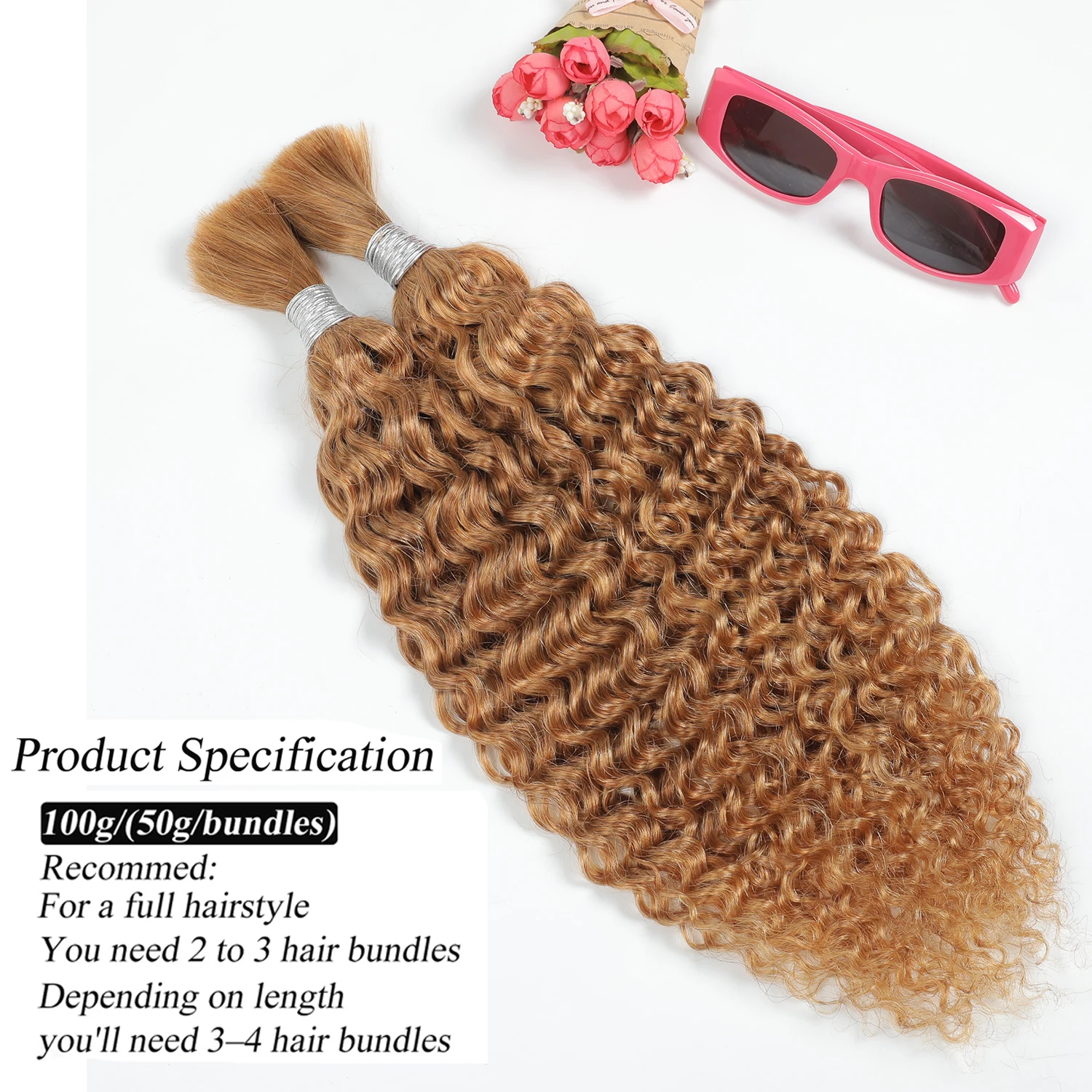 Factory Wholesale 100% Natural Color Hair Hot Selling Products 2024 Bulk Weave Water Wave 50g Human Branding Hair Extension