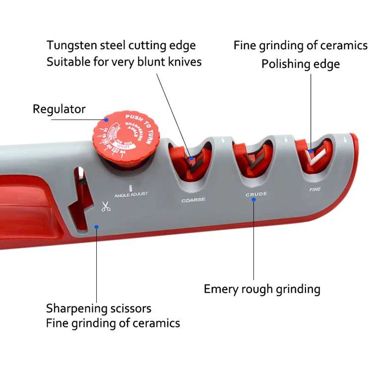 4 in 1 kitchen sharpening knife stainless steel adjustable manual knife sharpener