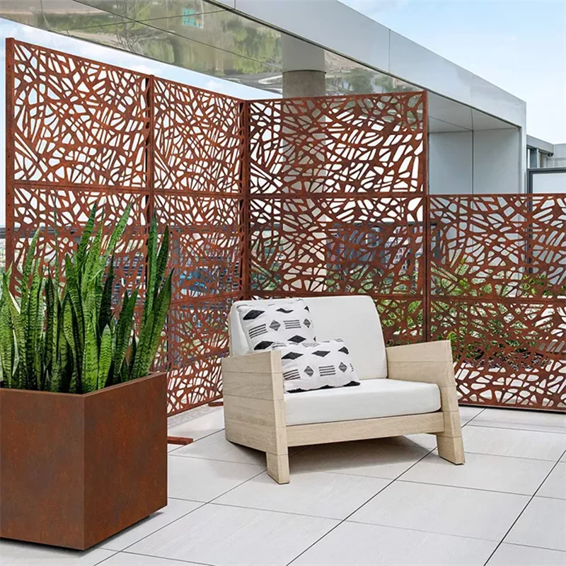 Corten Screen Metal Divider Screen For Garden, Iron Garden Gates , Garden Decorative Fence