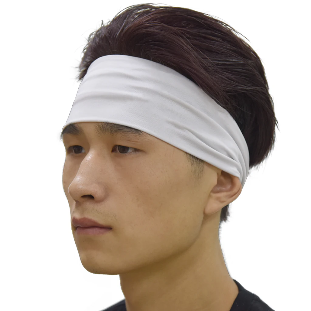 PURE cheap custom solid color black white wholesale headbands for men print  your logo elastic sports spa headband unisex youth