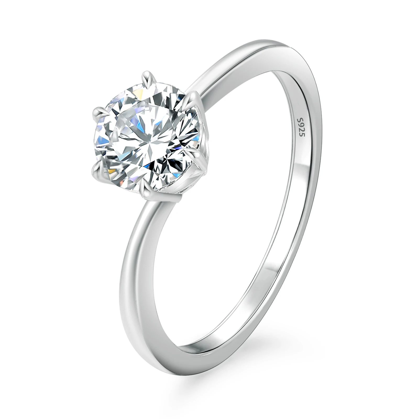 Wedding Promise 1 CT Moissanite Rings Women 925 Sterling Silver 14k White Gold Vermeil VVS1 Lab Created Diamond Engagement Rings
