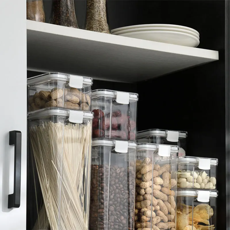 Plastic Storage Container Food Grade Airtight Jar with Lid Good Sealing White Black