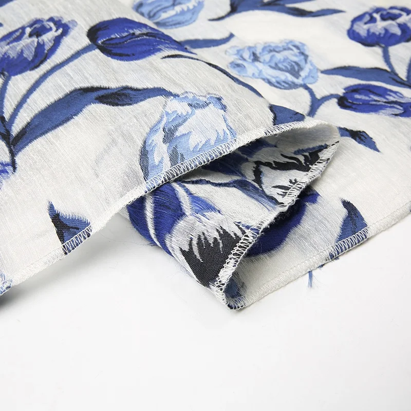 KEER Factory Custom Wholesale  TDA15NE-L hot sale  poly linen flower woman fashion dress jacquard fabric