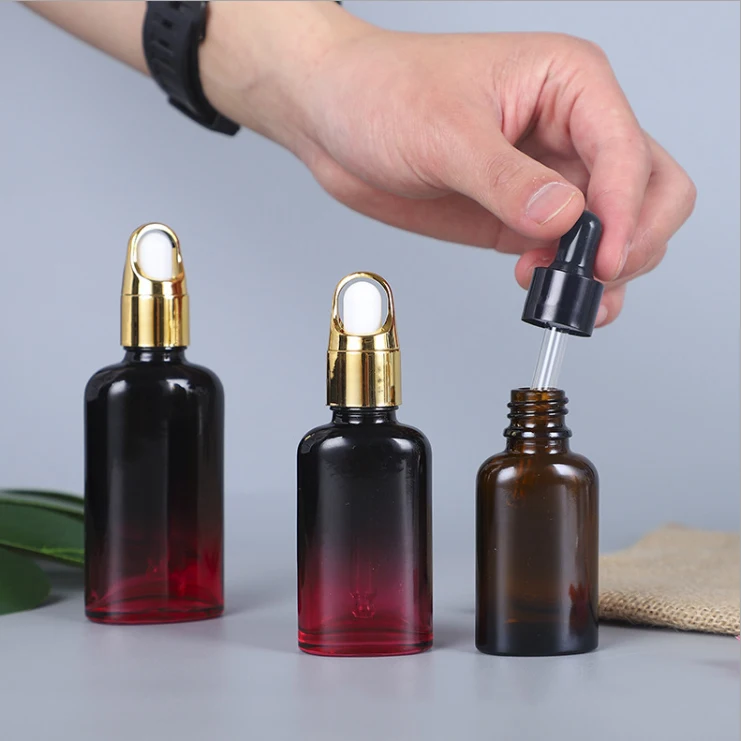 Custom Luxury Clear Frosted Dropper Serum Glass Essential Oil Bottle Glass