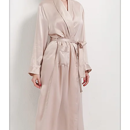 Женская пижама 100% шелк длинный халат Женская одежда для сна с карманами