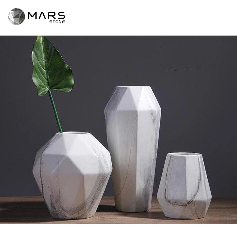 Custom Design Natural Stone Vases Home Decoration White Marble Small Vases For Centerpieces