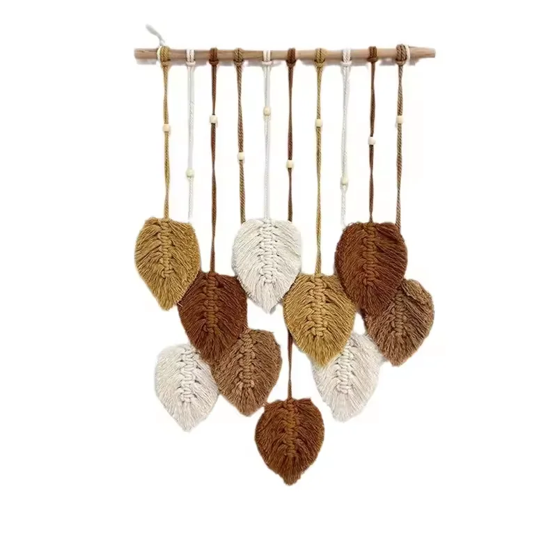 Bohemian chic living room furniture macrame wall hanging apartment decorative leaf tapestry