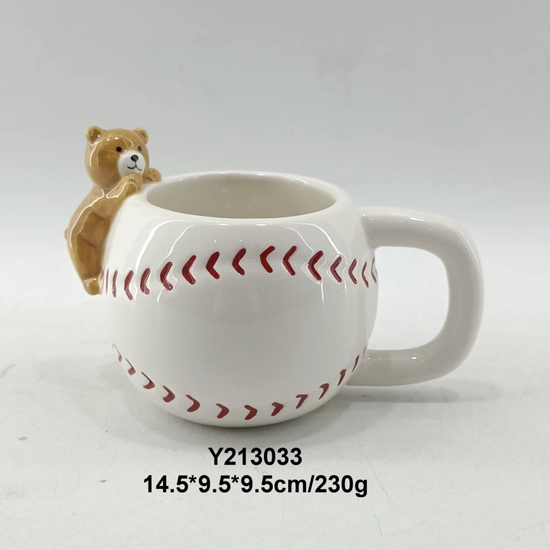 3D Basketball Honeycomb Football Rugby Baseball Grenade Shape Hand Painted Ceramic Mug for Coffee Milk Tea