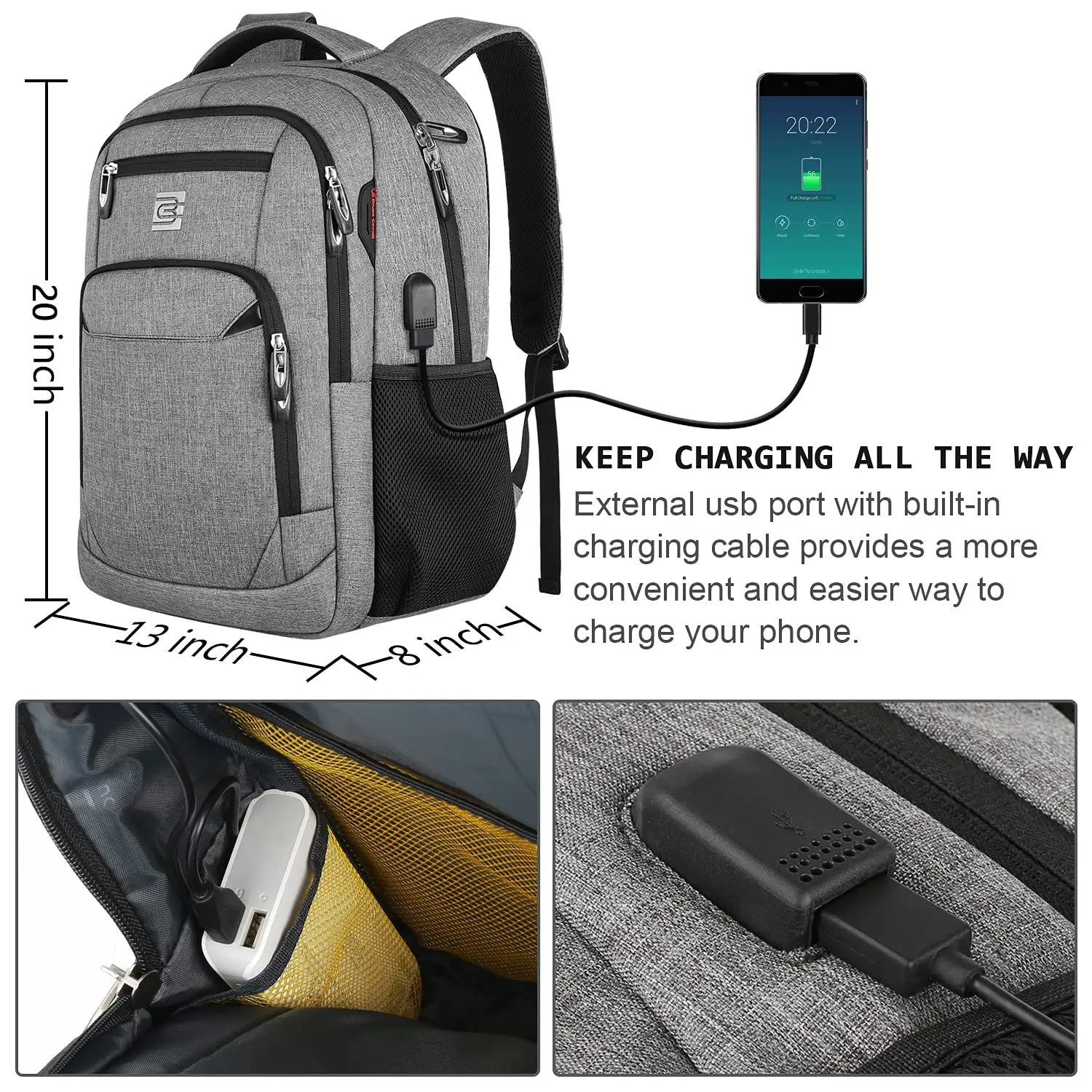 Women Casual Backpack Expandable Airplane Approved Weekend Travel Bag with USB Charging Port For15.6 Inch Laptops and Notebooks