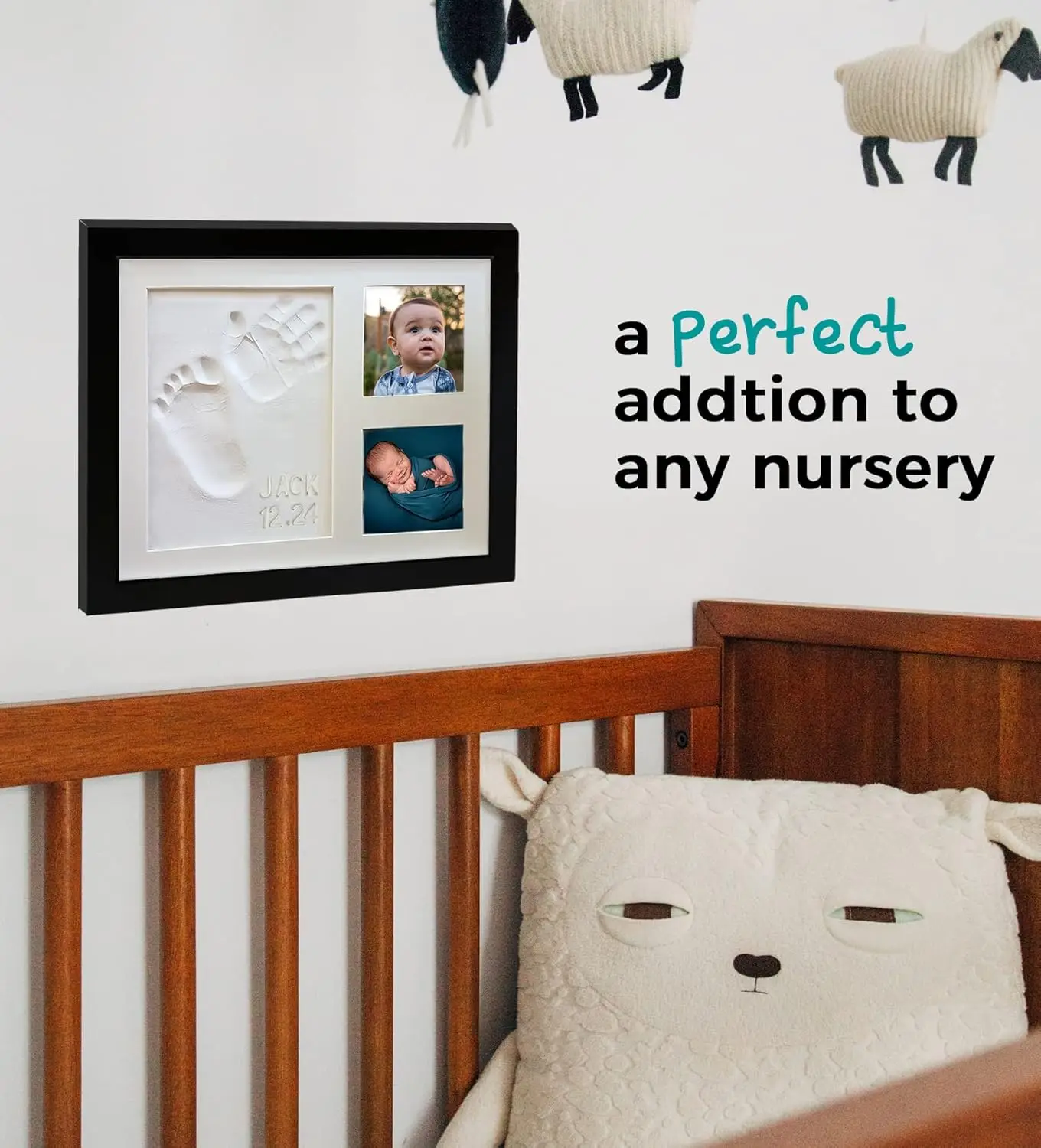 Baby handprint and footprint kit clay wooden Keepsake Photo Frames Kit photo Perfect baby shower souvenir gift box for new mom