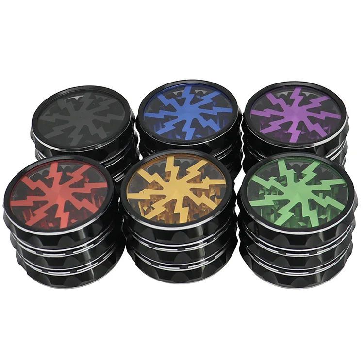4-Layer Lightning Aluminum Alloy Herbal Grinders 63mm Flash Tobacco Grinder Tobacco Cutter Grinder Smoking Accessories