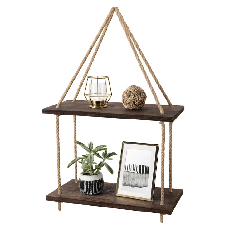 
 Настенные подвесные полки Amazon, домашний декор, витрина, полка для фотографий, веревка для растений, подвесные полки для украшений  