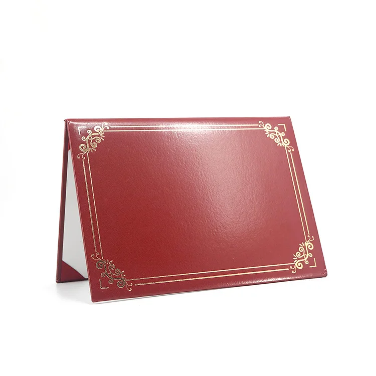 Custom Logo Letter Size Leatherette Graduation Certificate Holder Diploma Folder Cover with Gold Foil Border