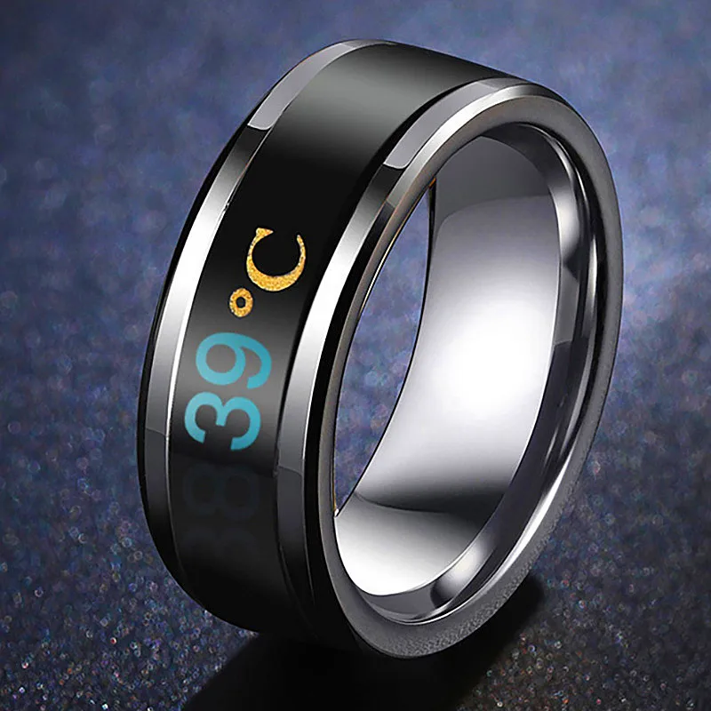 Intelligent Temperature Sensitive Rings Titanium Steel Temperature Ring For Unisex Waterproof Jewelry