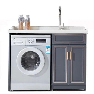 The black and gold protection washer comes with a sink