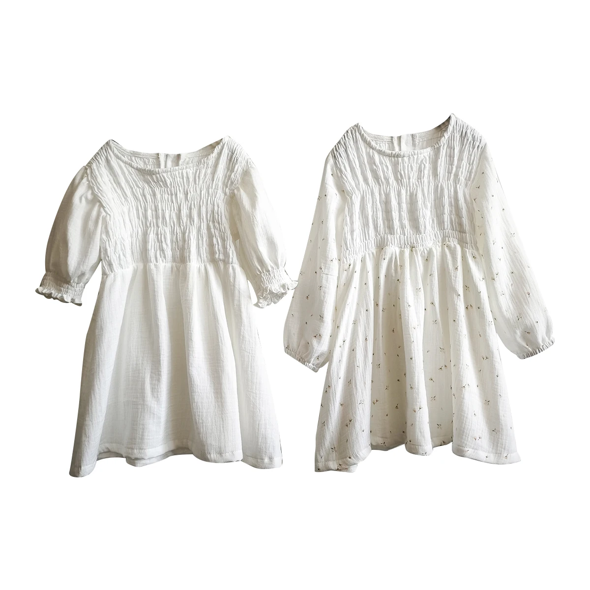 New Design Crepe Organic Cotton Summer Ruffle Shoulder Striped Button-Front Dress Baby Girl Dresses