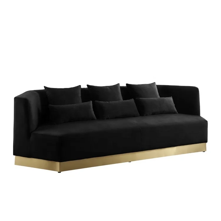 OEM New Design Contemporary Style Living room Furniture Soft Velvet Fabric Modular Three Sofa with Metal base