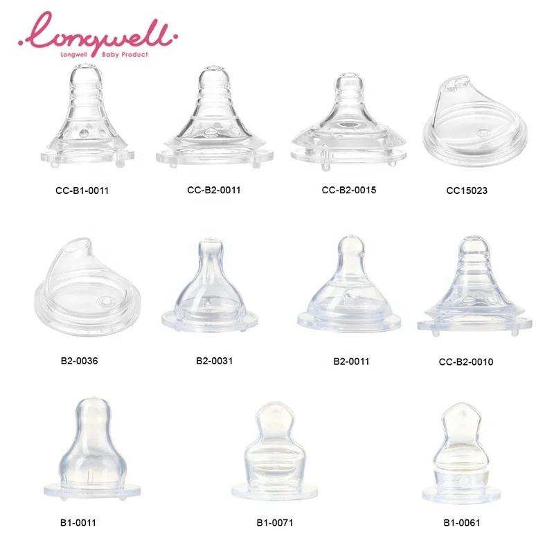 Ningbo Longwell Standard Round Small Slow Flow Feed Glass Bottles BPA Free Natural Teat Custom Liquid Silicone Teat Baby Nipple