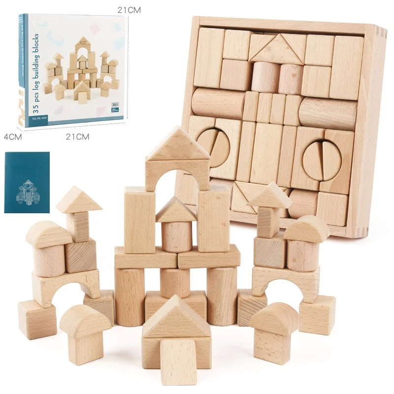 Hot Sale Wooden Assembly Building Blocks Desktop Games Geometry Wooden Blocks For 3+ Year Old Child