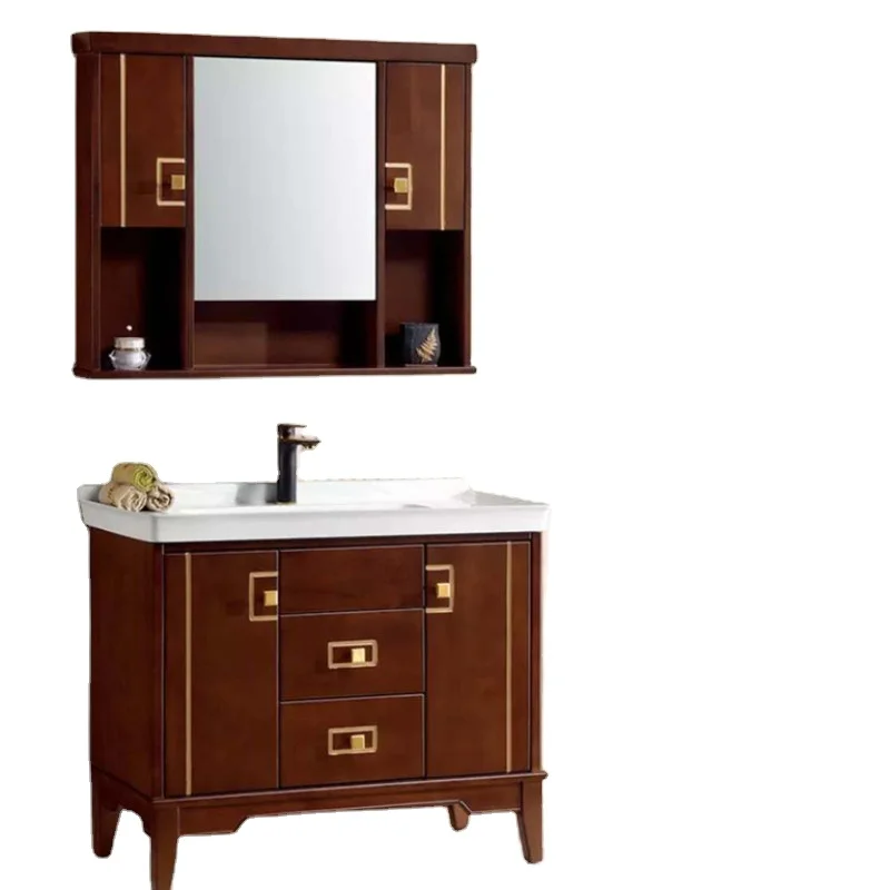 Furniture Plywood Bathroom Cabinet Wood Bathroom Vanity Modern Solid Membrane,solid Classical Waterproof with Mirror PVC Xunjian