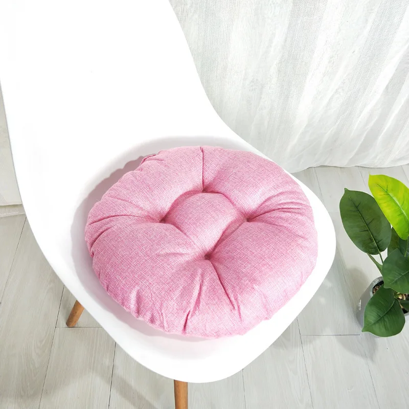 Solid Color Sofa Indoor Round Chair Cushions Pillow Linen Chair Seat Cushion Pillow For Office Chair