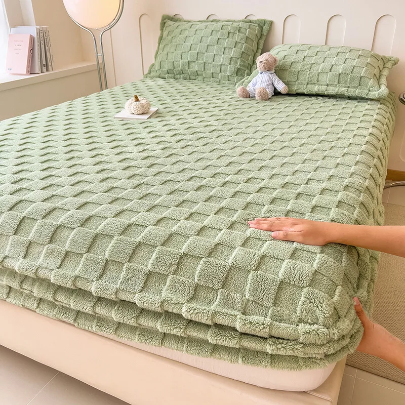 Осенне-зимняя утепленная однотонная шляпа-кровать, комплект из трех предметов, молочный бархатный резной матрас, защитный чехол, фланелевый