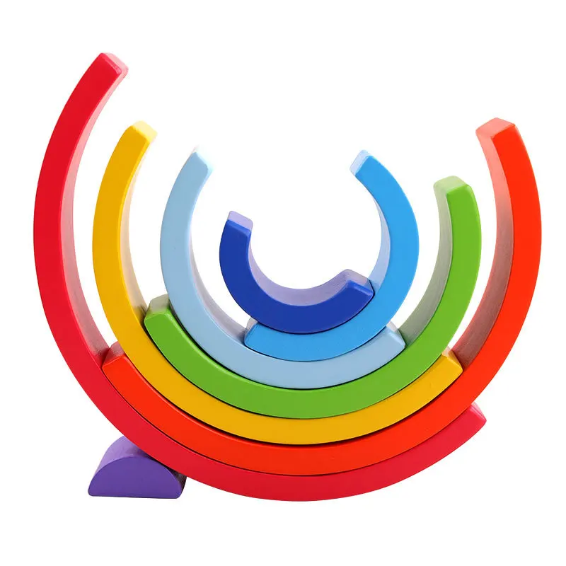 Rainbow Balance Stacker Creative Baby Wooden Toys Building Blocks Montessori Educational Toys For Child