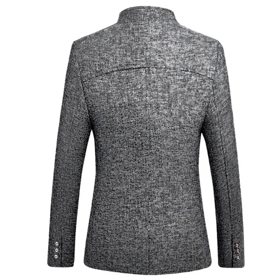 Men Suit Jacket Solid Mandarin Collar Slim Fit Tuxedo Men Blazer Jacket Autumn Winter Casual Blazer Men Coat Plus Size