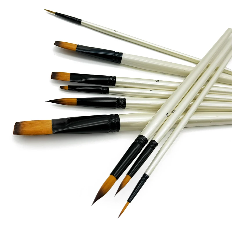 Round and Flat long handle  brush for oil  acrylic water painting