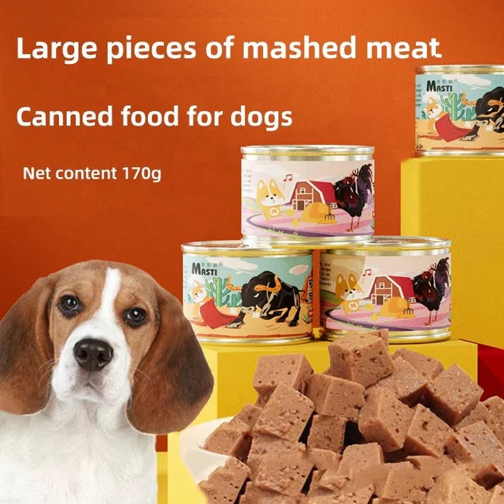 Manufacturer Wholesale 170g Chicken & Beef Flavor Canned Dog Food High Quality Wet Food for Dogs Delicious Treats