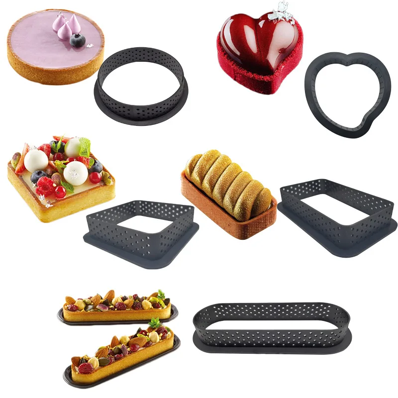 Plastic Tart Ring Heat-Resistant Non-stick Perforated Cake Mousse Ring Pastry Rings DIY Baking Tools