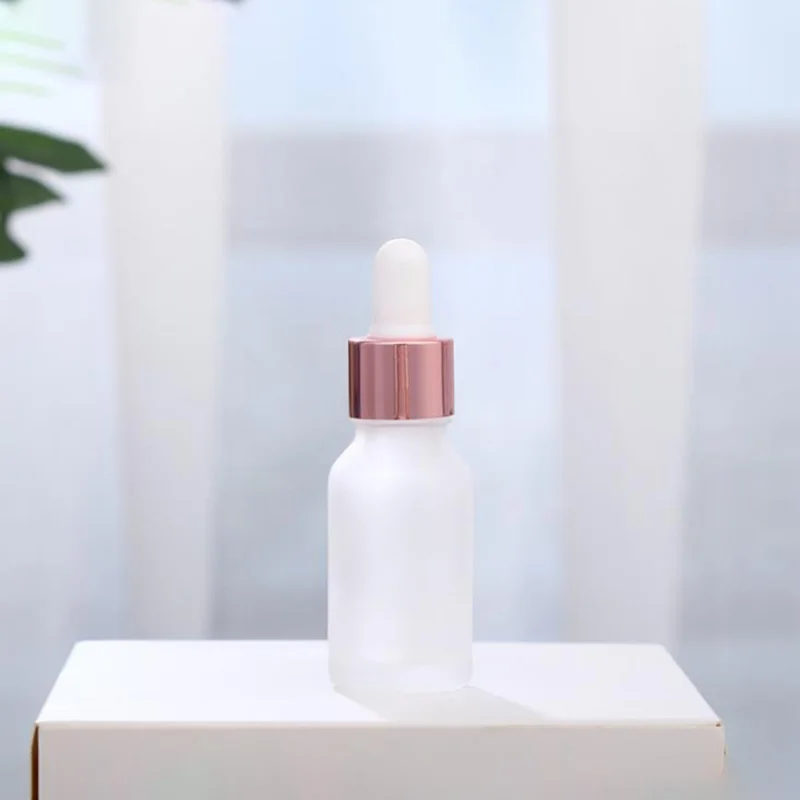 Rose Gold 10ml 30ml 60ml Empty Frosted Cosmetic Glass Serum Bottle with Dropper