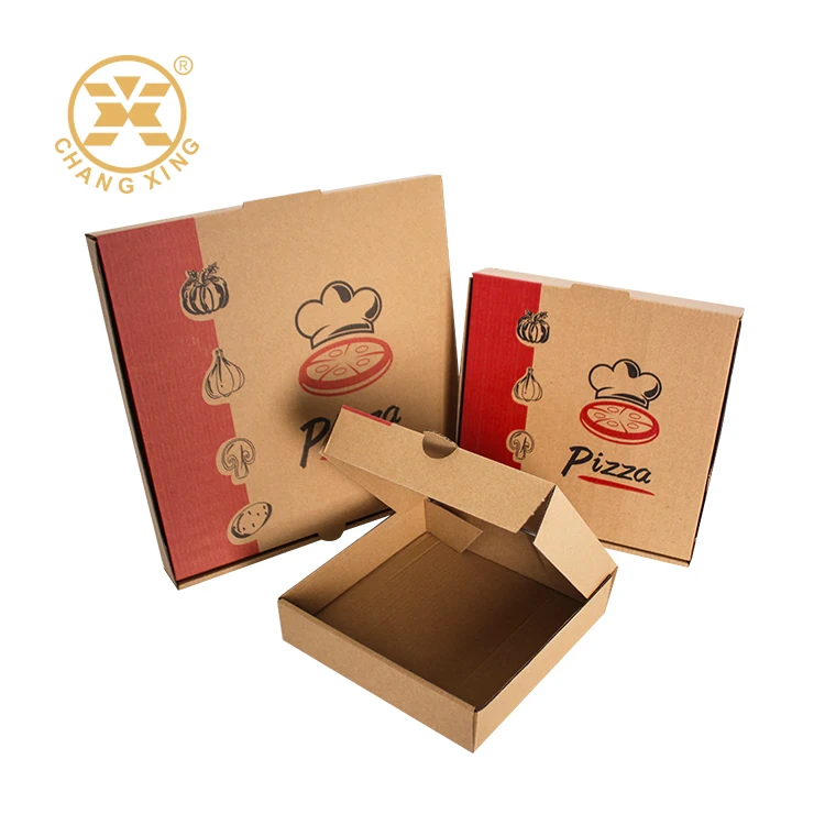 Custom Eflute Flexography Kraft Corrugated Pizza Cardboard Box Printer 29 33cm 8 10 12 Inch Printed Food Packaging Box With Logo